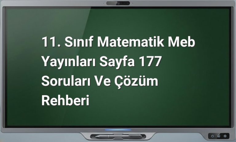 11. Sınıf Matematik Meb Yayınları Sayfa 177 Soruları ve Çözüm Rehberi