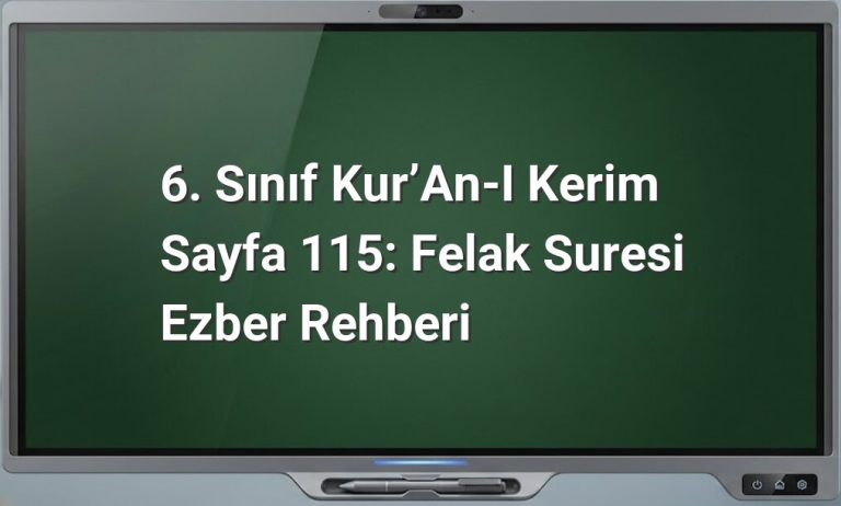 6. Sınıf Kur’an-ı Kerim Sayfa 115: Felak Suresi Ezber Rehberi