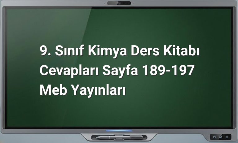 9. Sınıf Kimya Cevapları