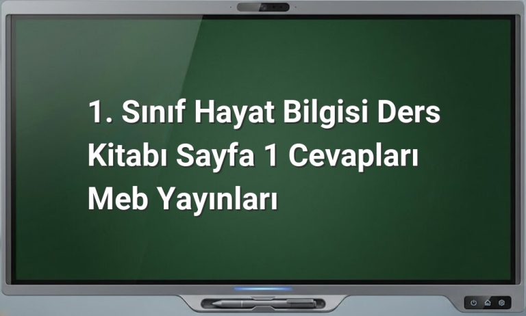 1. Sınıf Hayat Bilgisi Sayfa 1 Cevapları