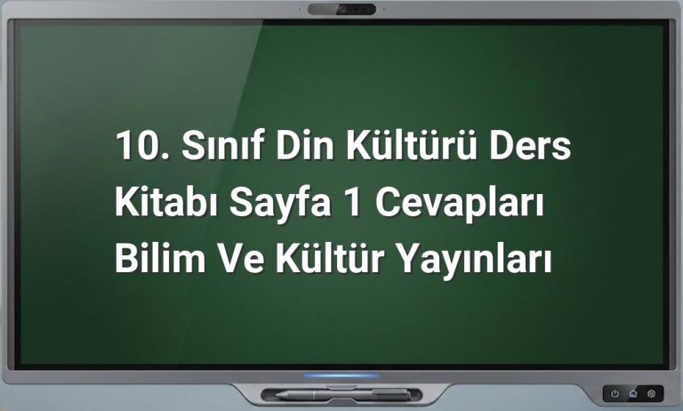 Din Kültürü 10. Sınıf Sayfa 1