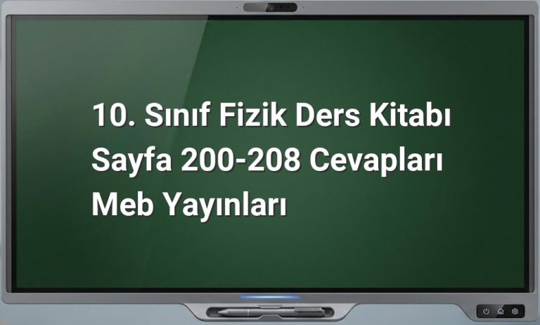 10. Sınıf Fizik Cevapları MEB Yayınları