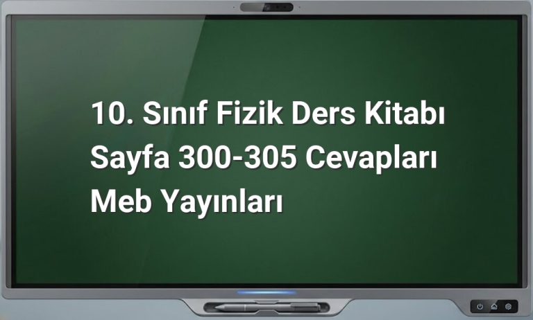 10. Sınıf Fizik Cevapları