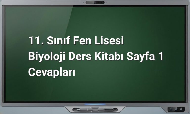 11. Sınıf Biyoloji Sayfa 1 Cevapları