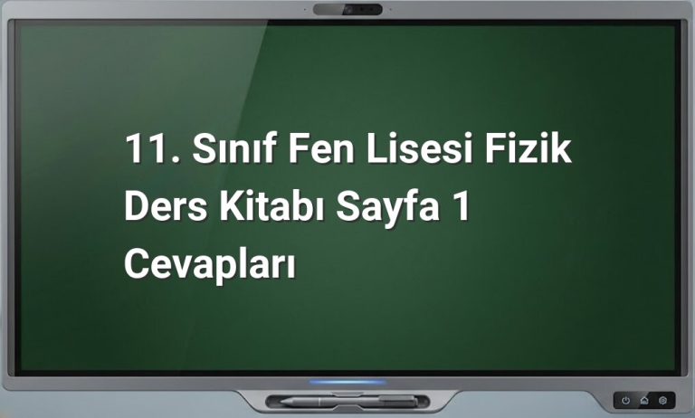 11. Sınıf Fizik Sayfa 1
