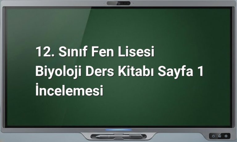 Biyoloji 12. Sınıf Sayfa 1
