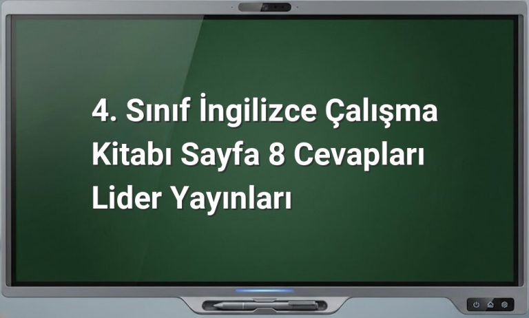4. Sınıf İngilizce Sayfa 8 Cevapları