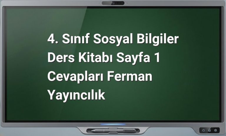4. Sınıf Sosyal Bilgiler Sayfa 1 Cevapları