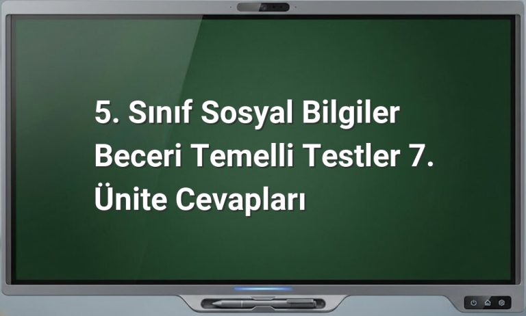 5. Sınıf Sosyal Bilgiler 7. Ünite Cevapları