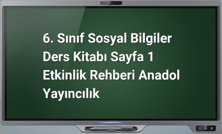 6. Sınıf Sosyal Bilgiler Sayfa 1
