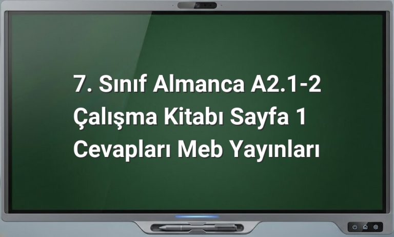 7. Sınıf Almanca çalışma kitabı cevapları