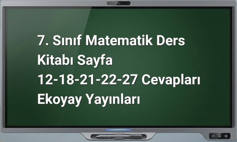7. Sınıf Matematik Cevapları Ekoyay