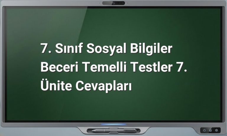 7. Sınıf Sosyal Bilgiler Test Cevapları