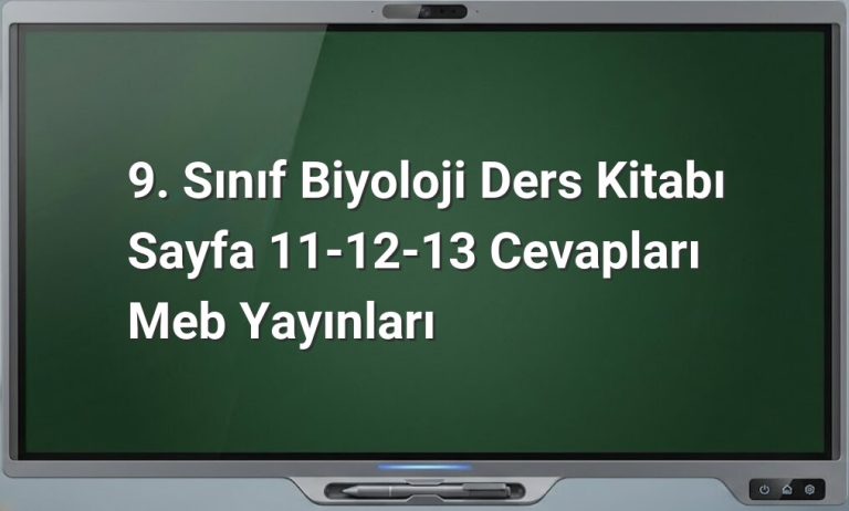 9. Sınıf Biyoloji Cevapları