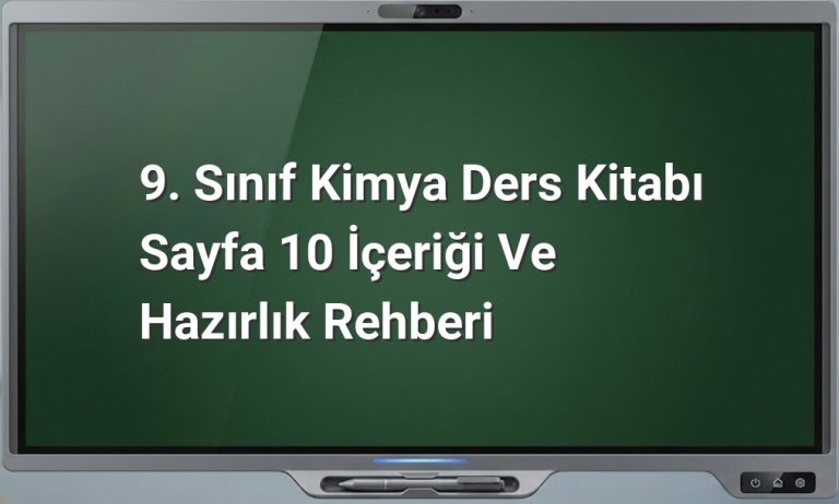 9. Sınıf Kimya Sayfa 10 Cevapları