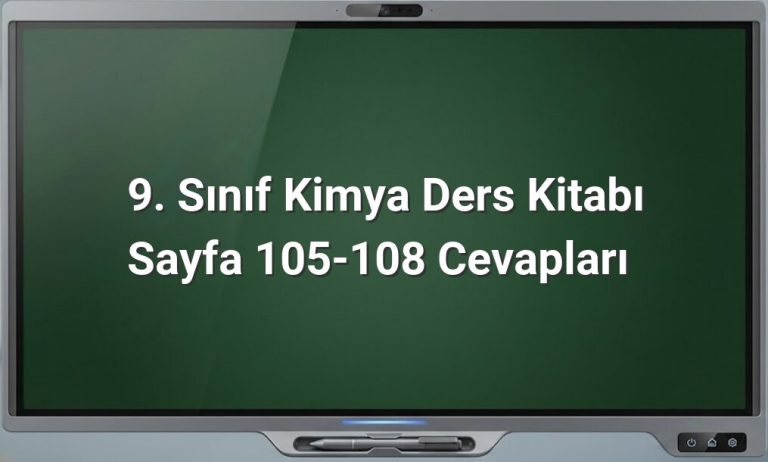 9. Sınıf Kimya 5. Ünite Cevapları