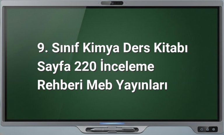 9. Sınıf Kimya Sayfa 220 Cevapları