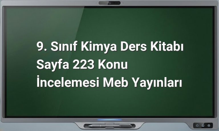 9. Sınıf Kimya Sayfa 223 Cevapları