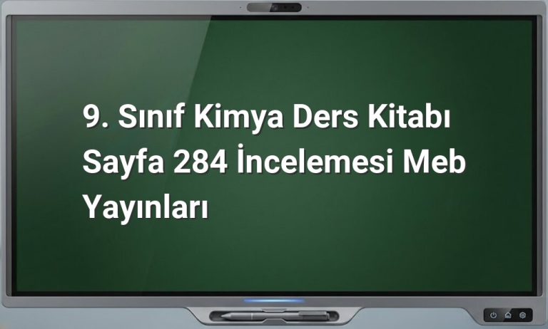 9. Sınıf Kimya Sayfa 284
