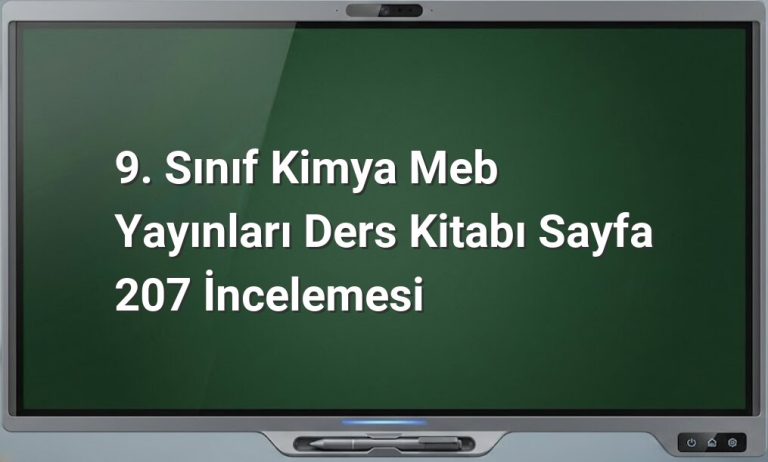 9. Sınıf Kimya Sayfa 207