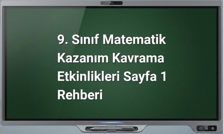 9. Sınıf Matematik Kazanım Kavrama Etkinlikleri