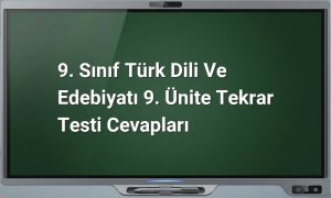 9. Sınıf Türk Dili ve Edebiyatı Test Cevapları