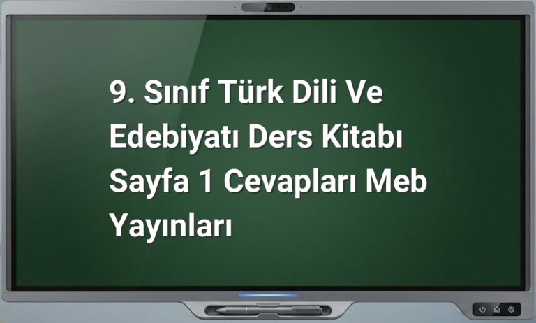 9. Sınıf Türk Dili ve Edebiyatı