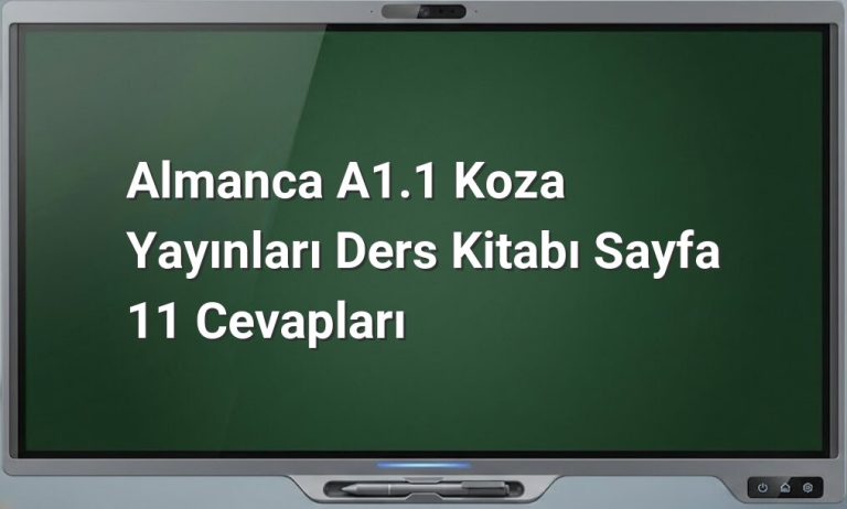 Almanca A1.1 Koza Yayınları Sayfa 11 Cevapları
