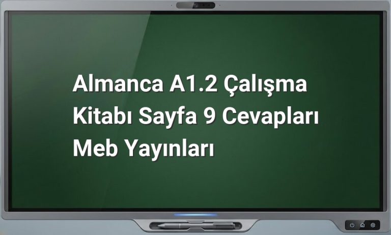 Almanca A1.2 Sayfa 9 Cevapları
