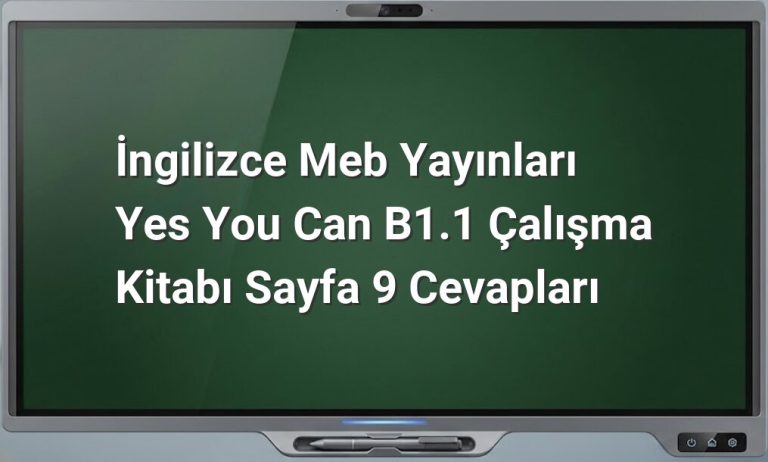 Yes You Can B1.1 Sayfa 9 Cevapları
