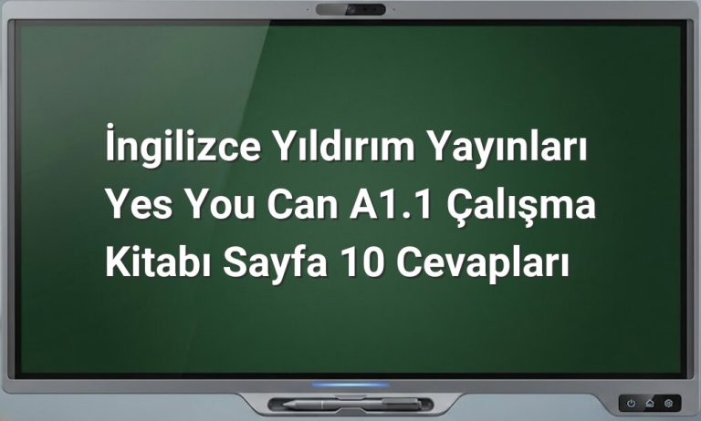 İngilizce A1.1 Sayfa 10 Cevapları
