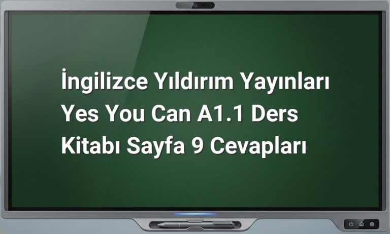 Yes You Can A1.1 Sayfa 9 Cevapları
