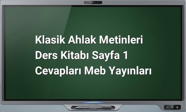 Klasik Ahlak Metinleri Sayfa 1