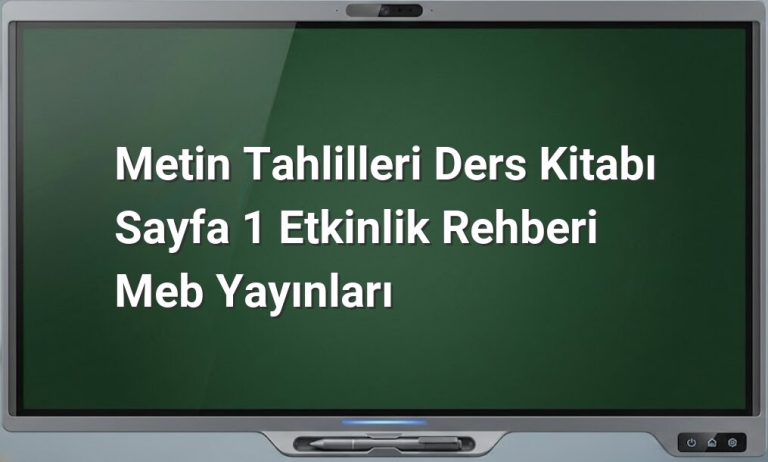 Metin Tahlilleri sayfa 1