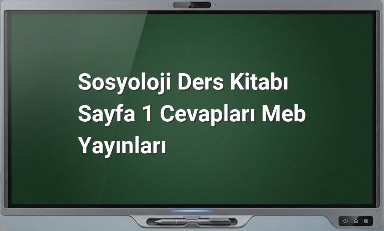 Sosyoloji Ders Kitabı Cevapları